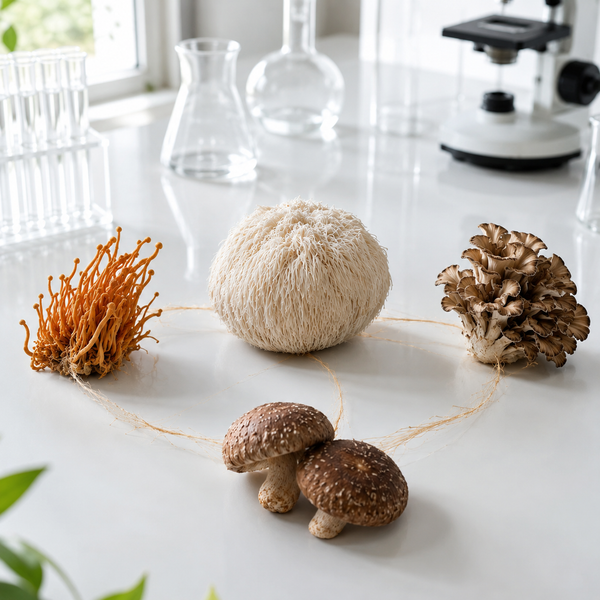 Four functional mushrooms, not one
